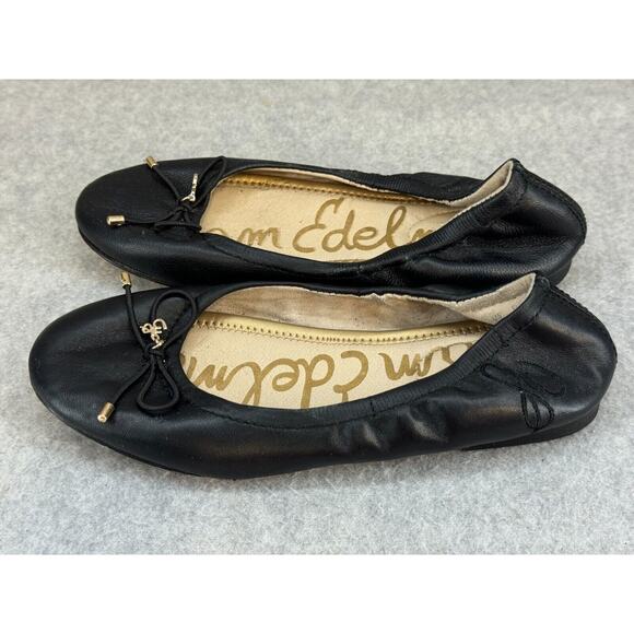 Sam Edelman Flats Ballet Felicia 2 Black Nappa Leather - Girls' Size 2M - Picture 3 of 8